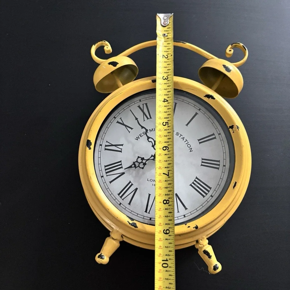 Shabby Chic Westminster Station Yellow Metal‎ Clock